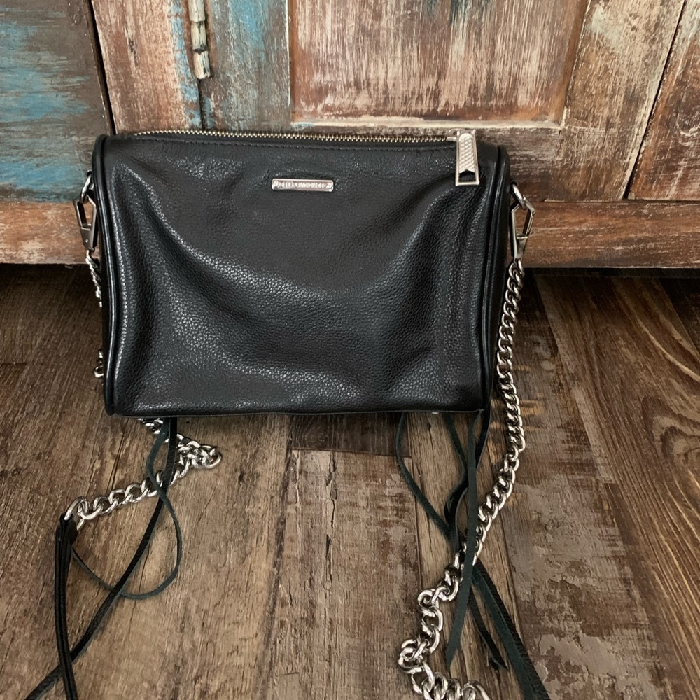 REBECCA MINKOFF MINI 5 ZIP BLACK CROSSBODY HANDBAG